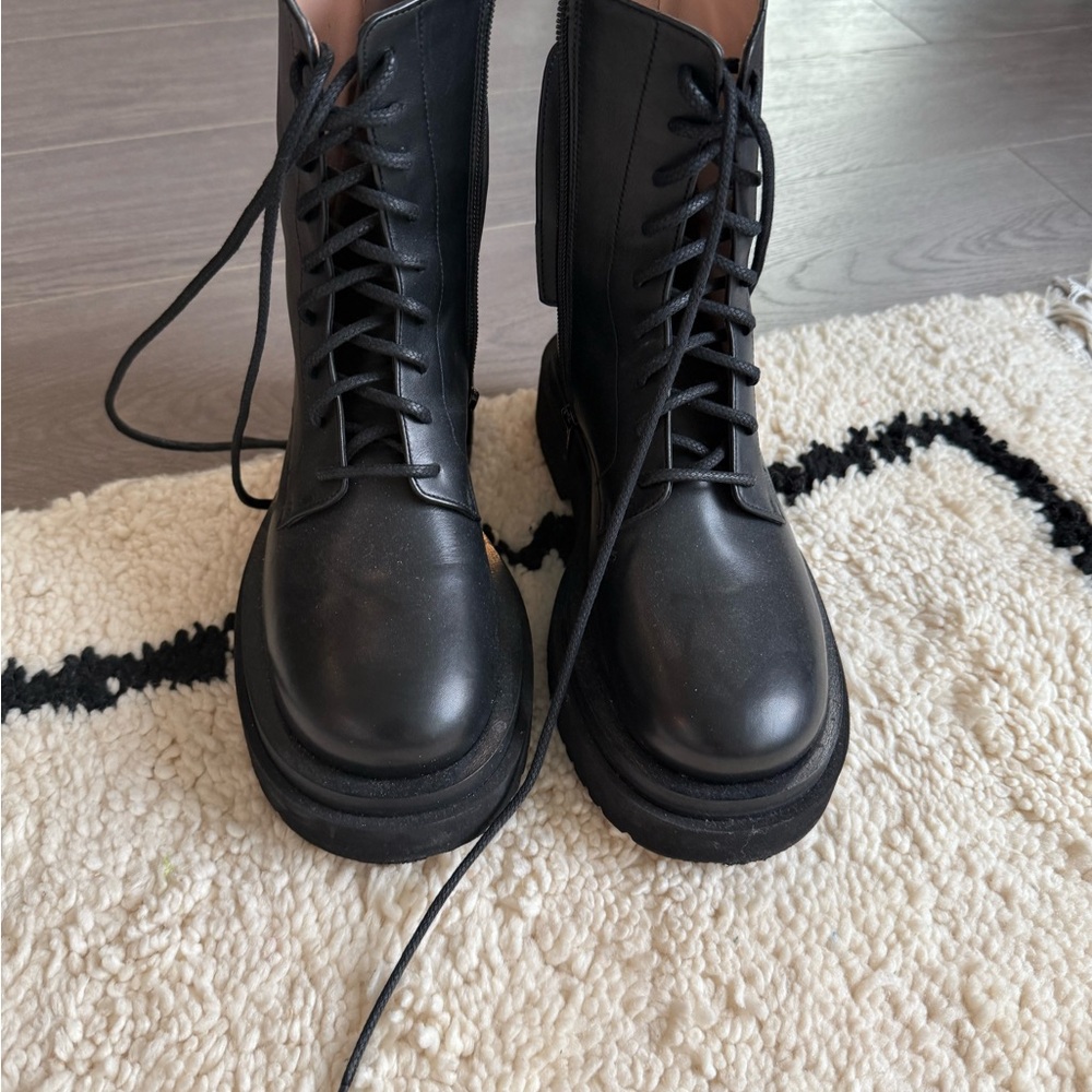 Black Lace-Up Combat Boots